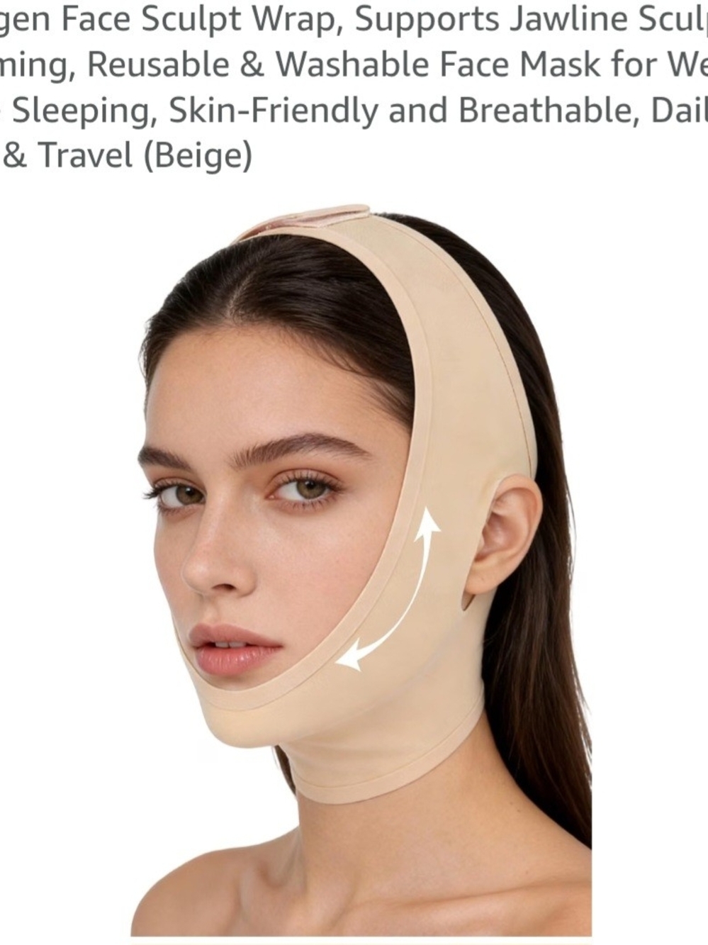 Beige Facial Sculpting Wrap - Jawline Support for Women